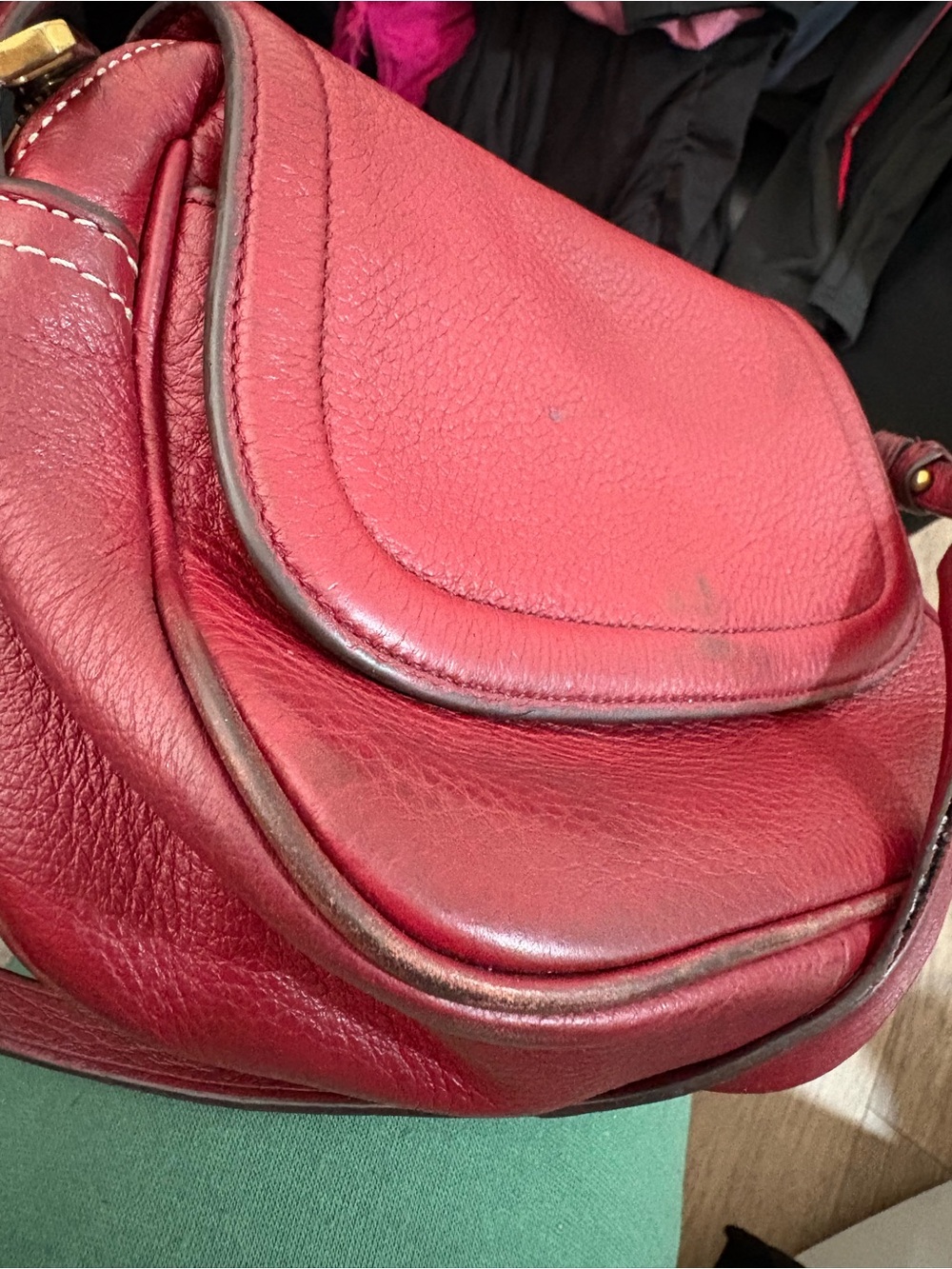 J. Crew Red Pebbled Leather Crossbody Saddle Bag